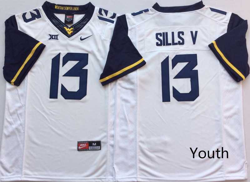 Youth West Virginia Mountaineers 13 David Sills V White Nike College Football Jersey,We sell and wholesale Youth West Virginia Mountaineers 13 David Sills V White Nike College Football Jersey on line form chian!